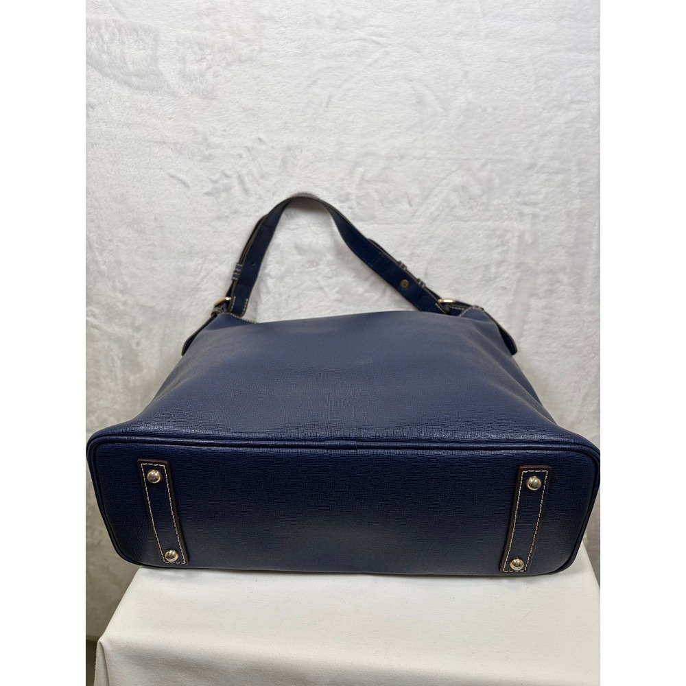 Dooney & Bourke Saffiano Leather Hobo Bag Purse Navy Blue Large Shoulder Bag - Picture 5 of 15
